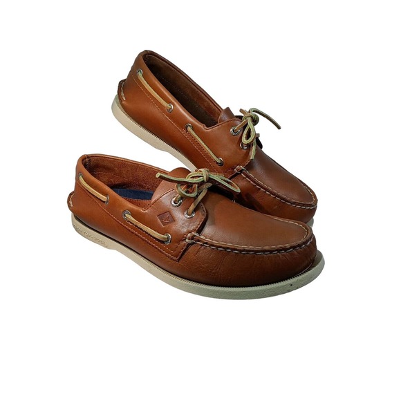 Sperry Men's Top Sider Boat Shoes Preowned Great Condition Tan Leather 10M - Picture 8 of 11
